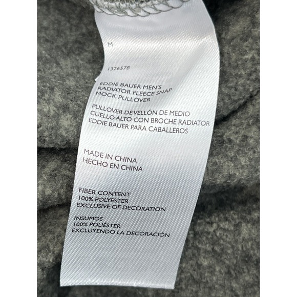 Eddie Bauer Pullover Men's Sz M Gray Long Sleeve Logo Collar 3 Snaps - Picture 9 of 9